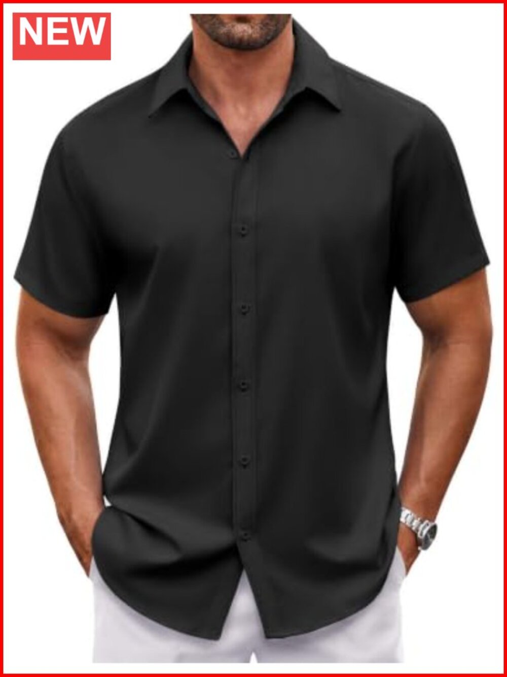 Men's Short Sleeve Button Down Shirt Lightweight Casual Dress Shirt